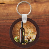 人生は短すぎて悪いワインは飲めない キーホルダー (正面)