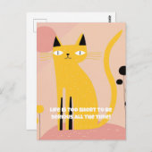 人生は短すぎて真剣になれない 猫の誕生日 ポストカード (正面/裏面)