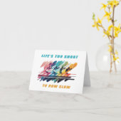 人生は短すぎて行は遅い – ボートデザイン カード (黄色い花)