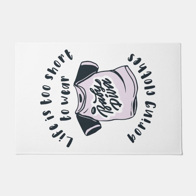 人生は短すぎて衣服退屈な服 ドアマット (正面)