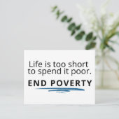 人生は短すぎて貧しい生活を過ごすことはできない。 ポストカード (スタンド正面)