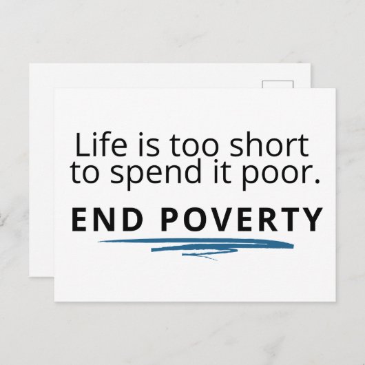 人生は短すぎて貧しい生活を過ごすことはできない。 ポストカード (正面/裏面)