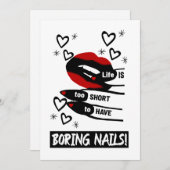 人生は短すぎて退屈な爪、 ネイル シーズンカード (正面/裏面)