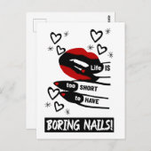 人生は短すぎて退屈な爪、 ネイル ポストカード (正面/裏面)