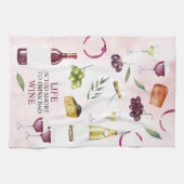 人生は短すぎて、悪いワインギャラリーラップP キッチンタオル (横)