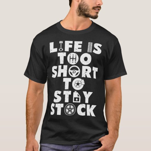 人生は短すぎるので、車の男のMechのために在庫を残す Tシャツ (正面)