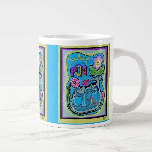 人生は短すぎる、おもしろいを持って!ホイお洒落ー ジャンボコーヒーマグカップ (右)