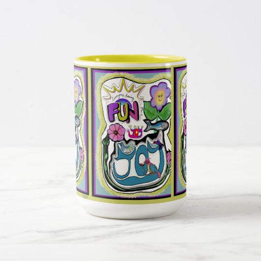 人生は短すぎる、おもしろいを持って!ホイお洒落ー ツートーンマグカップ (中央)