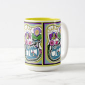 人生は短すぎる、おもしろいを持って!ホイお洒落ー ツートーンマグカップ (正面右)