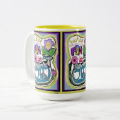 人生は短すぎる、おもしろいを持って!ホイお洒落ー ツートーンマグカップ (正面左)