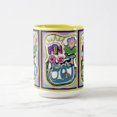 人生は短すぎる、おもしろいを持って!ホイお洒落ー ツートーンマグカップ (中央)