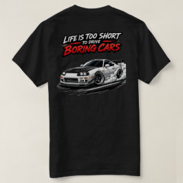 人生は短すぎる JDM ブラックTシャツ Tシャツ