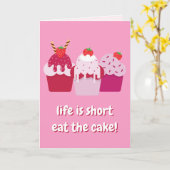 人生は短食べいケーキ！かわいい誕生日 カード (黄色い花)
