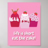 人生は短食べいケーキ!カップケおもしろいーキ ポスター (正面)