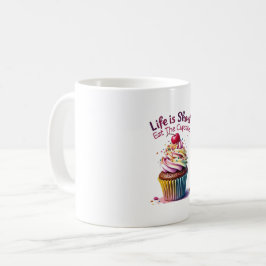 人生は短食べい、カップケーキ – おもしろいと甘い コーヒーマグカップ