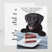 人生は短食べい、ケーキ – Black Lab 招待状 (正面/裏面)