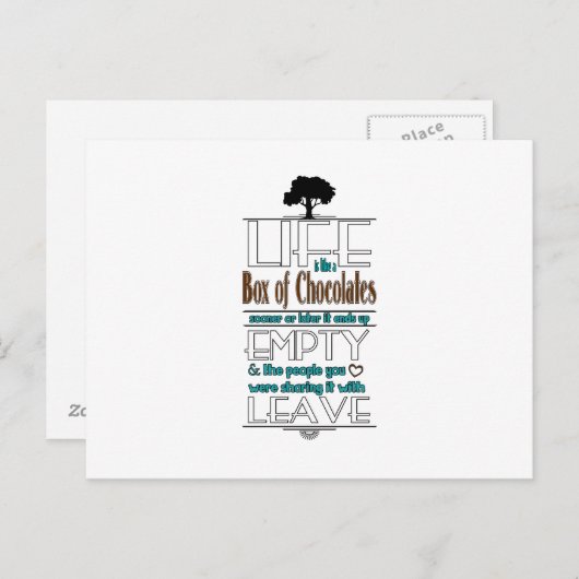 人生は箱詰めチョコレート引用文プリント ポストカード (正面/裏面)