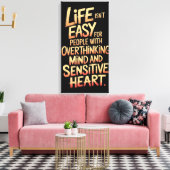 人生は簡単のキャンバスではないOverthinkers & Sensiti キャンバスプリント (インサイチュ (リビング))