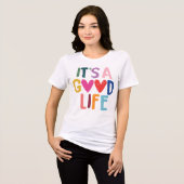 人生は素晴らしい 色とりどり トライブレンドTシャツ (正面全面)