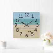 人生は素晴らしビーチシーンのサングラス スクエア壁時計 (ホーム)