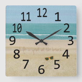 人生は素晴らしビーチシーンのサングラス スクエア壁時計