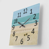 人生は素晴らしビーチシーンのサングラス スクエア壁時計 (傾斜)