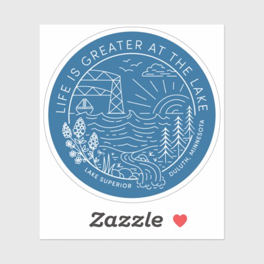 人生は素晴らし湖で – 青の上の白 シール (シート)