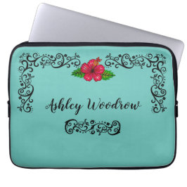 人生は美しいハイビスカスラゲッジタグ ラップトップスリーブ