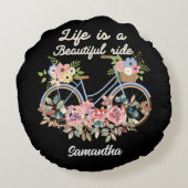 人生は美しいライド引用文フローラ名 ラウンドクッション (裏面)