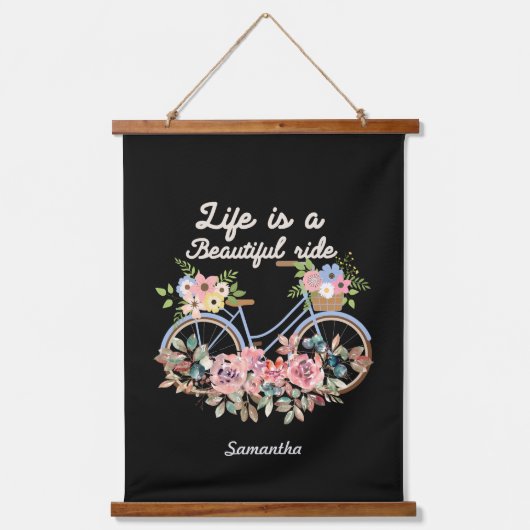 人生は美しいライド春フローラ自転車 吊り下げ型タペストリー (正面)