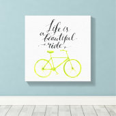 人生は美しいライムグリーン キャンバスプリント (インサイチュ (ウッドフロア))