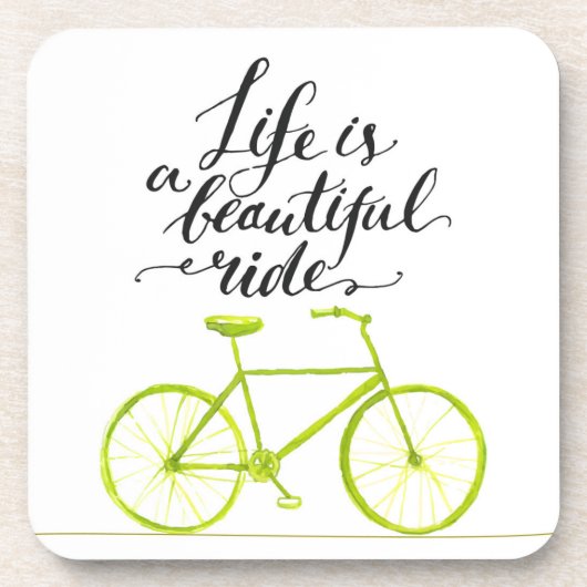 人生は美しいライムグリーン コースター (正面)