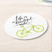 人生は美しいライムグリーン ラウンドペーパーコースター (アングル)
