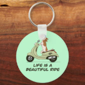 人生は美しい乗り物である – 犬のベサ – 緑 キーホルダー (正面)