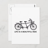 人生は美しい乗り物で、タンデム自転車 ポストカード (正面/裏面)