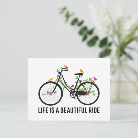 人生は美しい乗り物、ヴィンテージ自転車 ポストカード (スタンド正面)