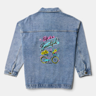 人生は美しい旅路 自転車アート デニムジャケット