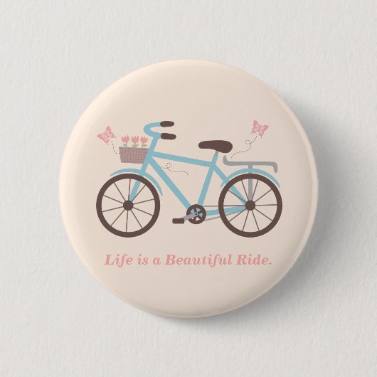 人生は美しい旅路 自転車 引用ボタン 缶バッジ (正面)
