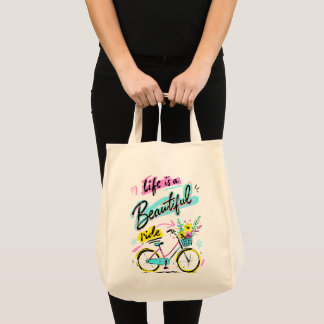 人生は美しい旅 自転車アート トートバッグ