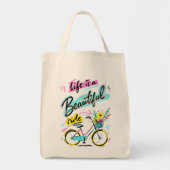 人生は美しい旅 自転車アート トートバッグ (正面)