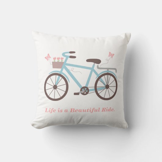 人生は美しい自転車の旅スロー枕 クッション (正面)