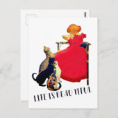 人生は美しい赤猫たち |はがき ポストカード (正面/裏面)