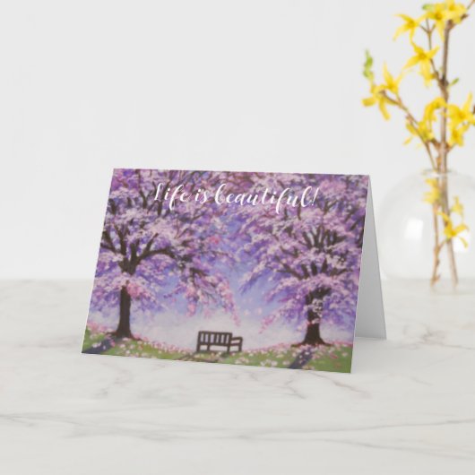 人生は美しい退職挨拶状 カード (黄色い花)