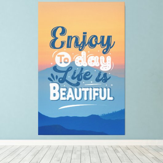 人生は美しい |やる気を起こさせる引用文 キャンバスプリント (インサイチュ (ウッドフロア))
