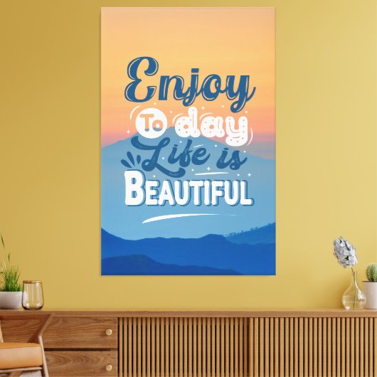人生は美しい |やる気を起こさせる引用文 キャンバスプリント (インサイチュ (リビング))
