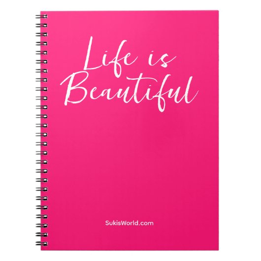 人生は美しい | ピンクビジネス名ブログブランド ノートブック (正面)
