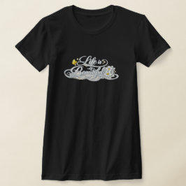 人生は美しい ブラック スリムフィットTシャツ Tシャツ