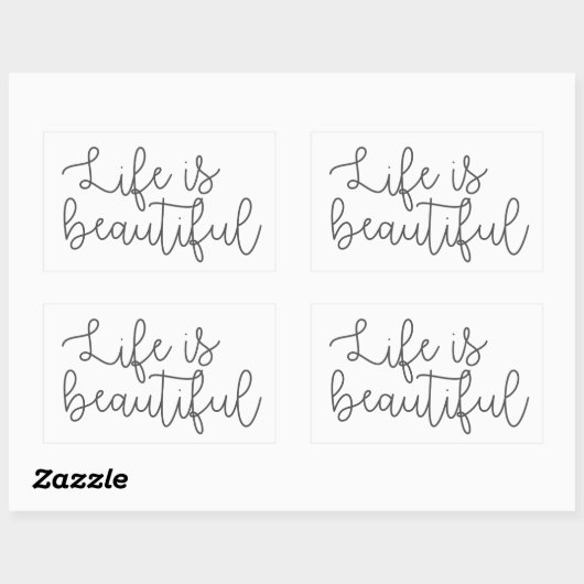 人生は美しい、感動的引用文 長方形シール (シート)