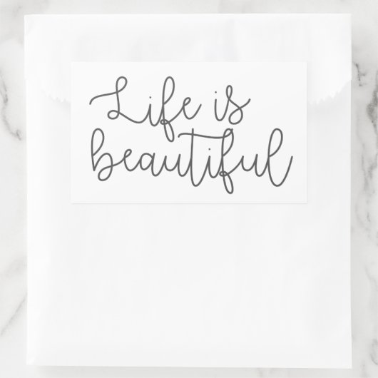 人生は美しい、感動的引用文 長方形シール (バッグ)