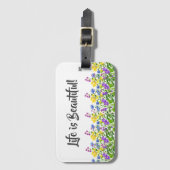 人生は美しい |水モダン色の野生の花 ラゲッジタグ (正面縦)